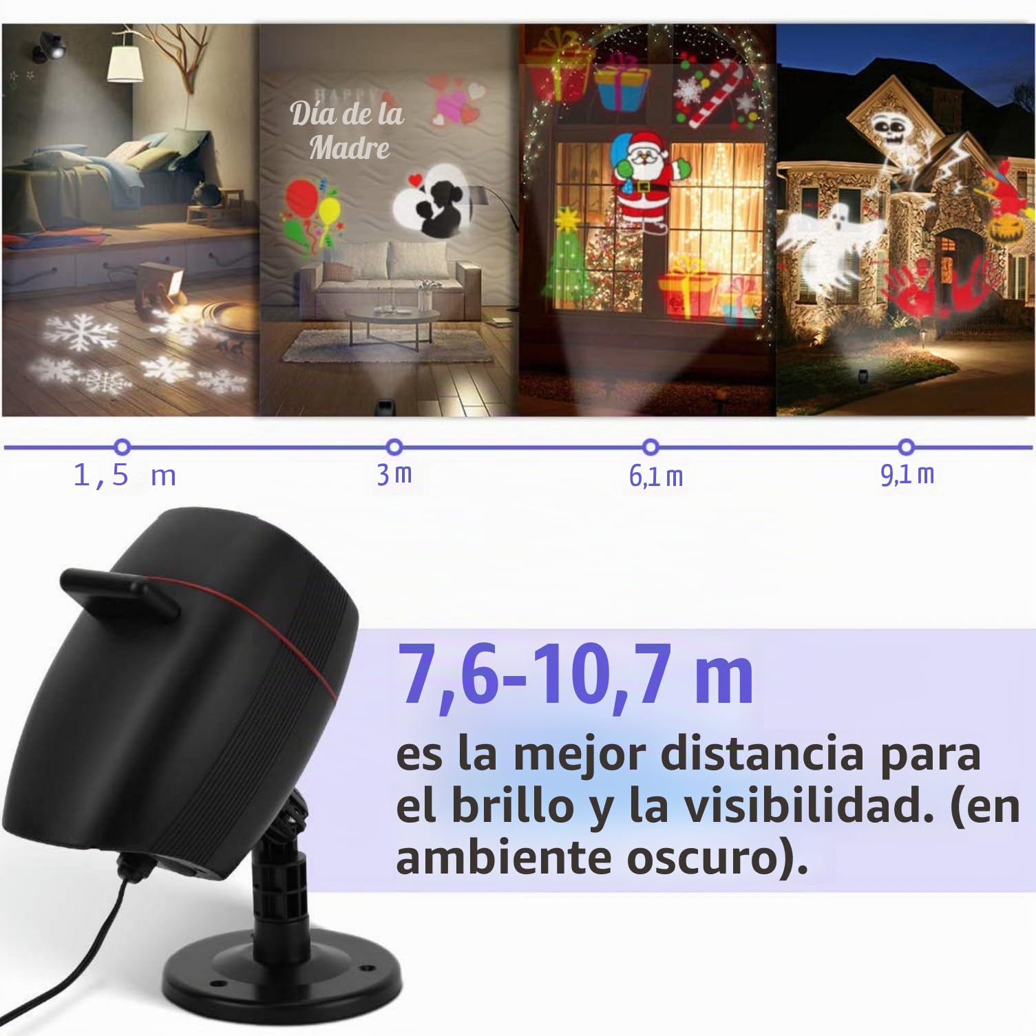 OUSFOT Luces de Proyector, Luces Navidad Impermeable Exterior con 16 Diapositivas de Patrón para Fiesta, Navidad, Festivos