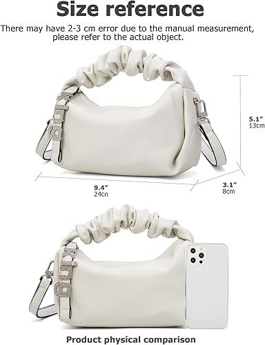 Miniatura 3 de KingTo Bolso pequeño de hombro para mujer, bolso de mano suave de diseñador en la nube, bolso cruzado ligero