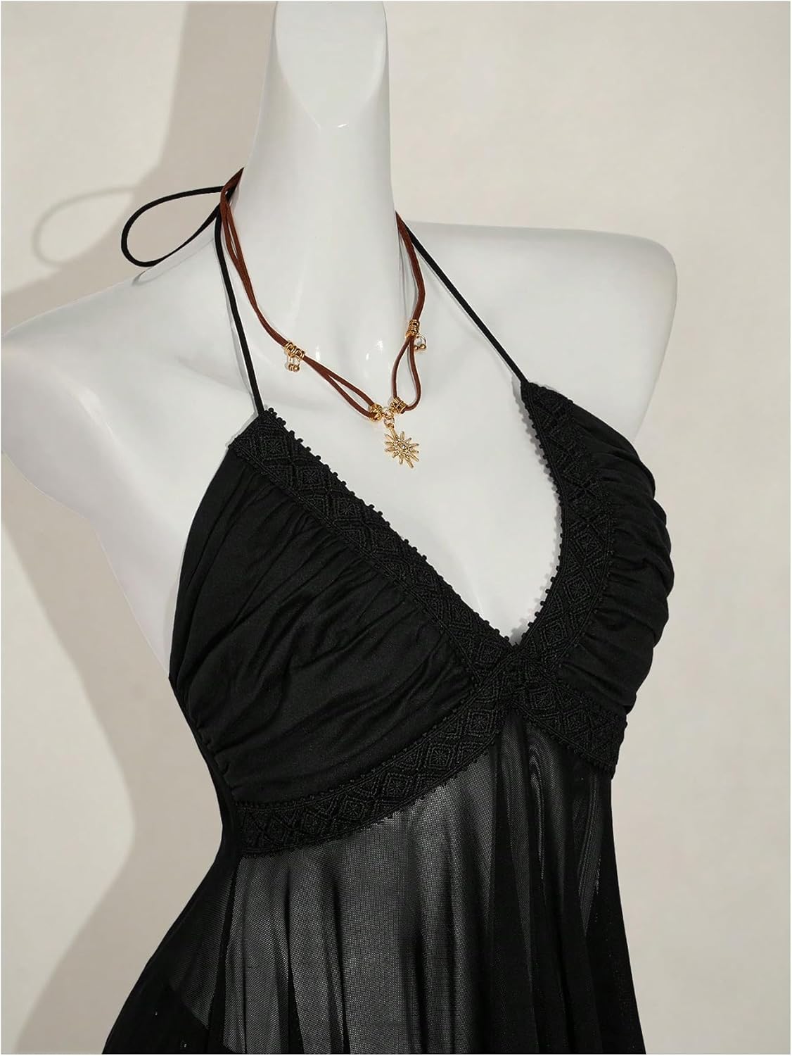 Milumia Women's Ruffle Rave Top Y2k Ruched V Neck Halter Backless Flowy Festival Country Tops - Image 5