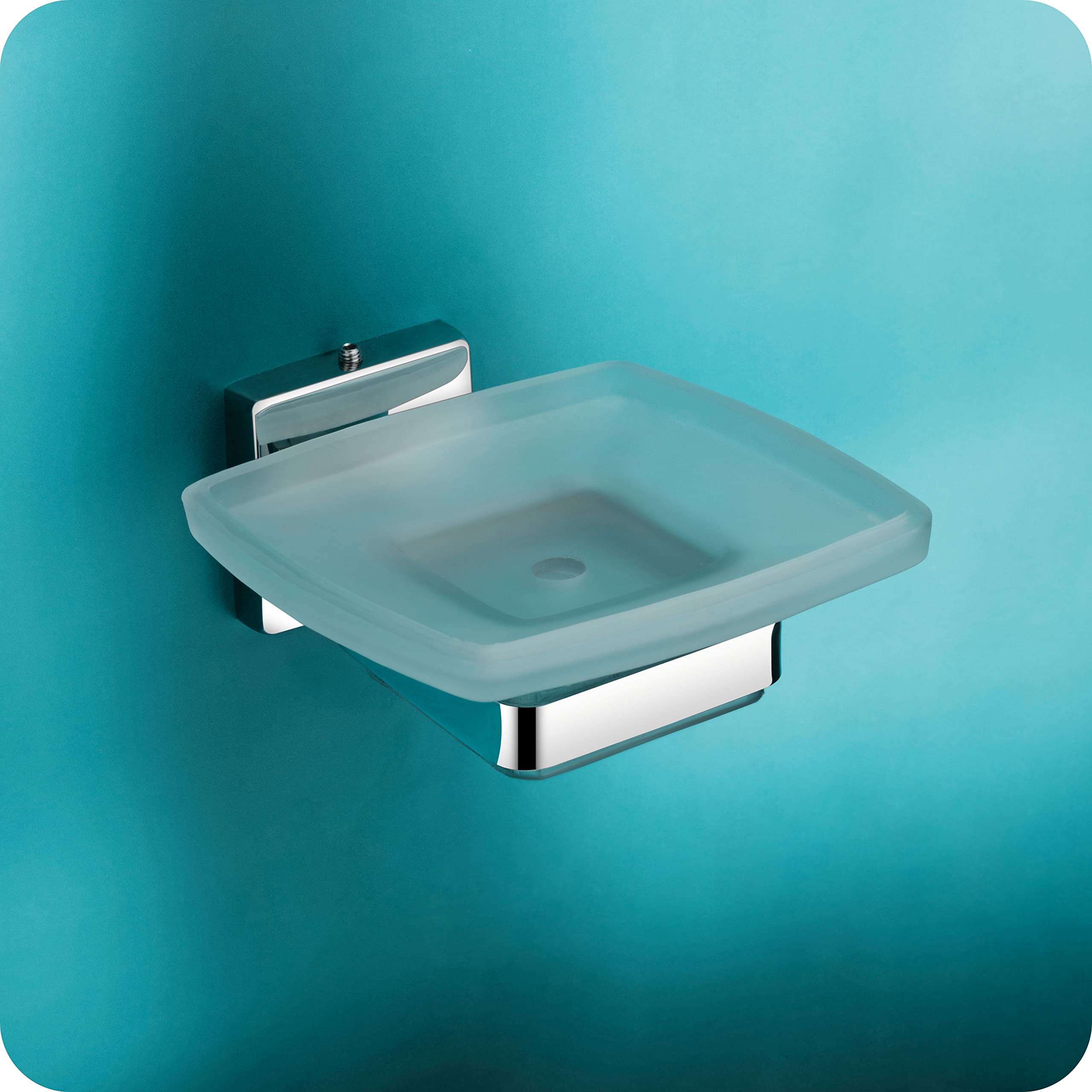 304 Stainless Steel Wall Mounted Soap Dish with Frosted Glass Tray | Rust-Proof Bathroom Soap Holder for Washbasin, Shower, Kitchen | Heavy Duty Steel Soap Stand for Home & Hotel Use