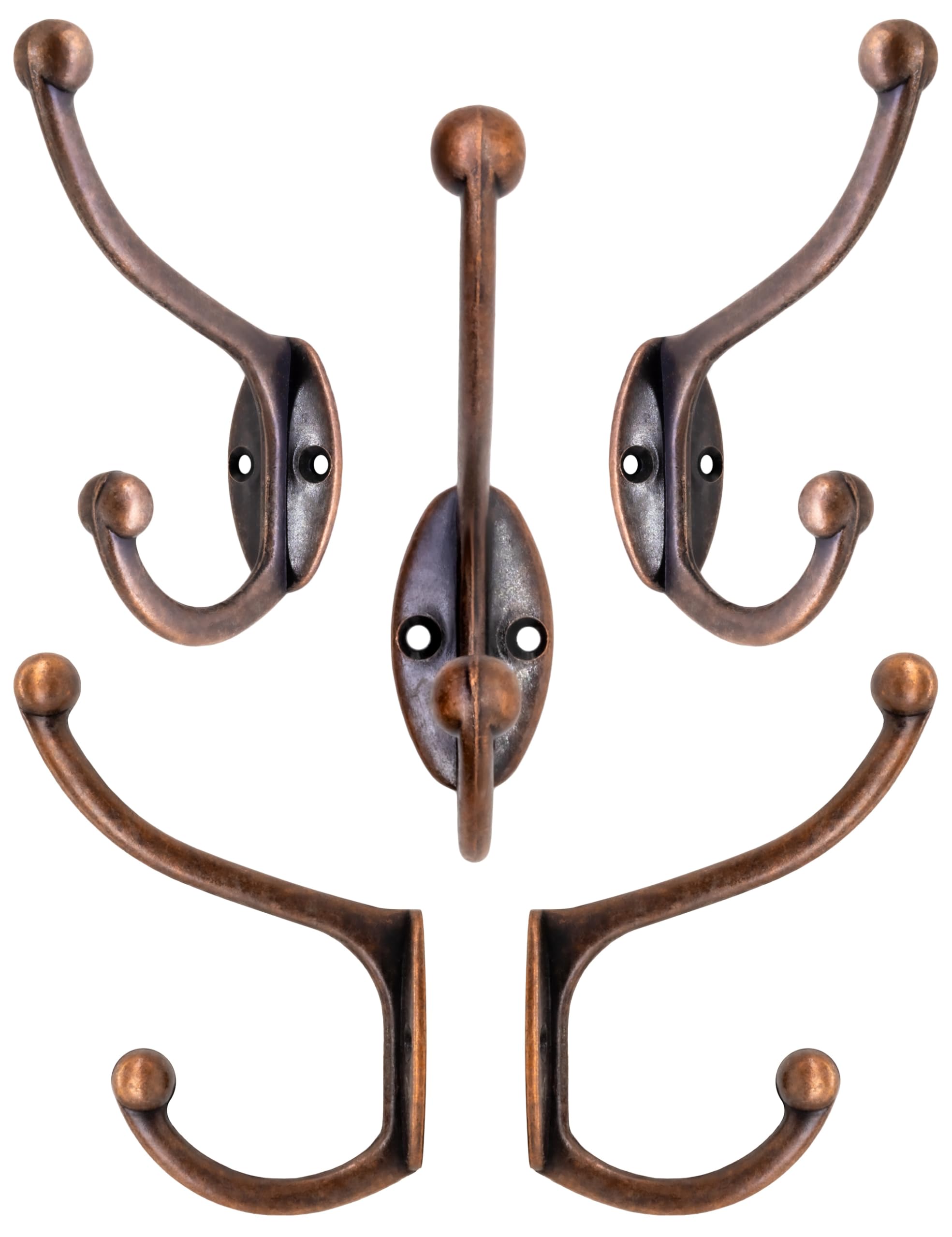 Fuxxer® 5 x Classic Coat Hooks Towel Hooks Coat Hooks Copper Design, 95 x 68 x 23 mm - Image 3