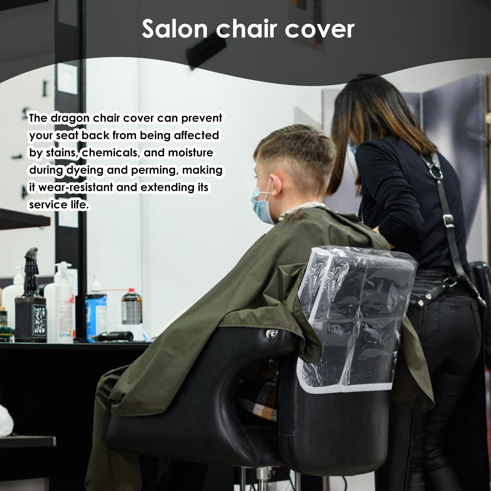 Foppla 3 Pieces Salon Chair Cover,Plastic Clear Soft Stretch Washable Waterproof Chair Back Protectors,Fits Most Standard Salon Shampoo Stations,Hair Equipment,Office Chairs,Armchairs and Couches - Image 2