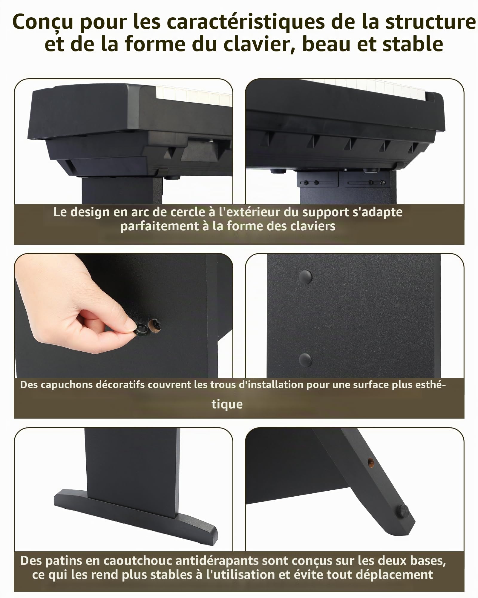 Support universel pour clavier de piano 76/88 touches, support de meubles en bois compatible avec les claviers de pianos numériques YMH série P, CSO PX, RLD FP Series – Planche intermédiaire 2