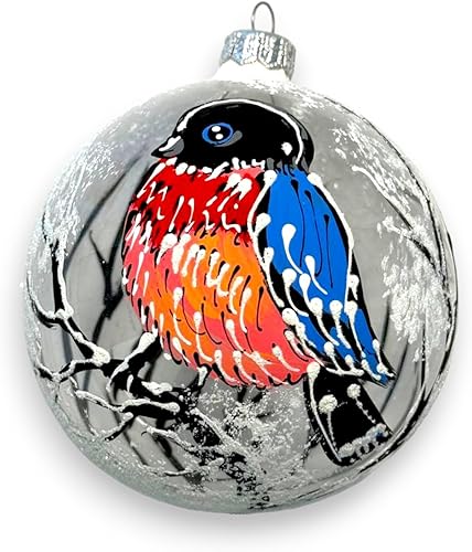 Vista 25 de Adorno de Navidad de vidrio pintado a mano de 3.9 pulgadas (3.9 in), bola colgante, adornos para árbol de Navidad, bola de cristal, regalo