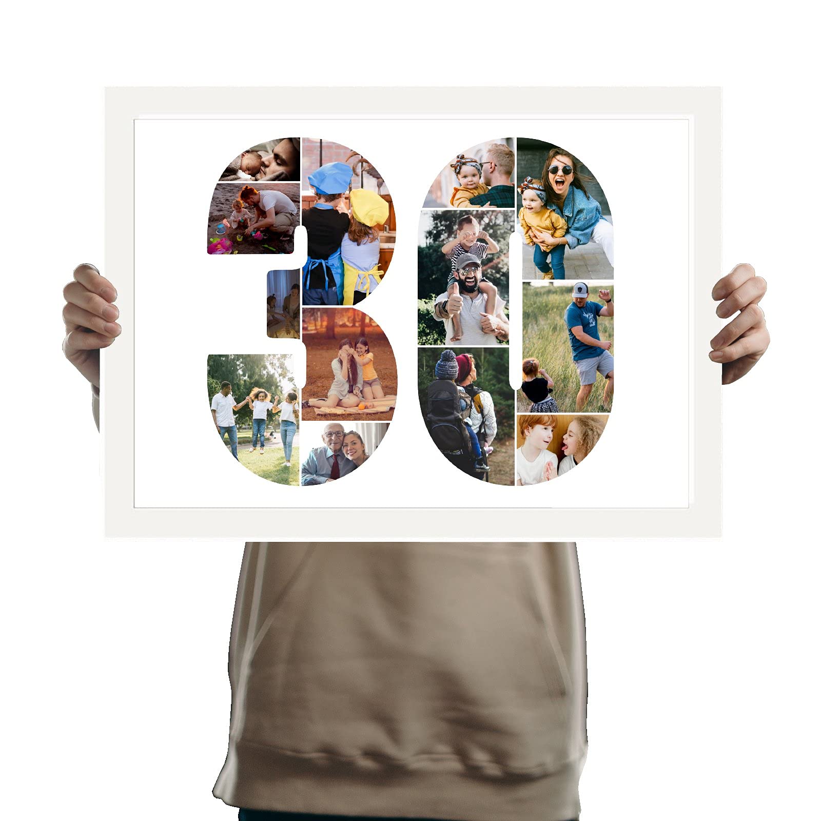 You Personalise 30th Birthday Personalised Photo Collage Framed White A3