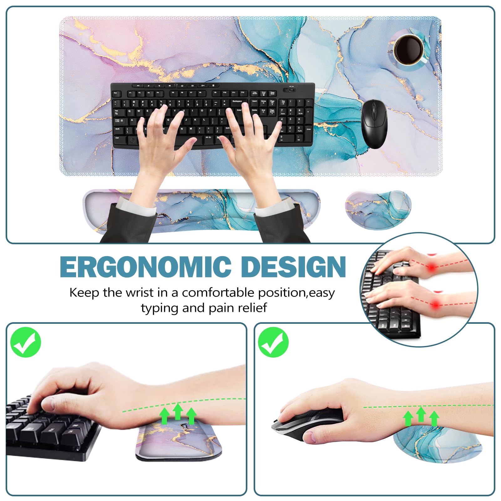 Snapklik.com : ToLuLu Extended Gaming Mouse Pad, Memory Foam Ergonomic ...