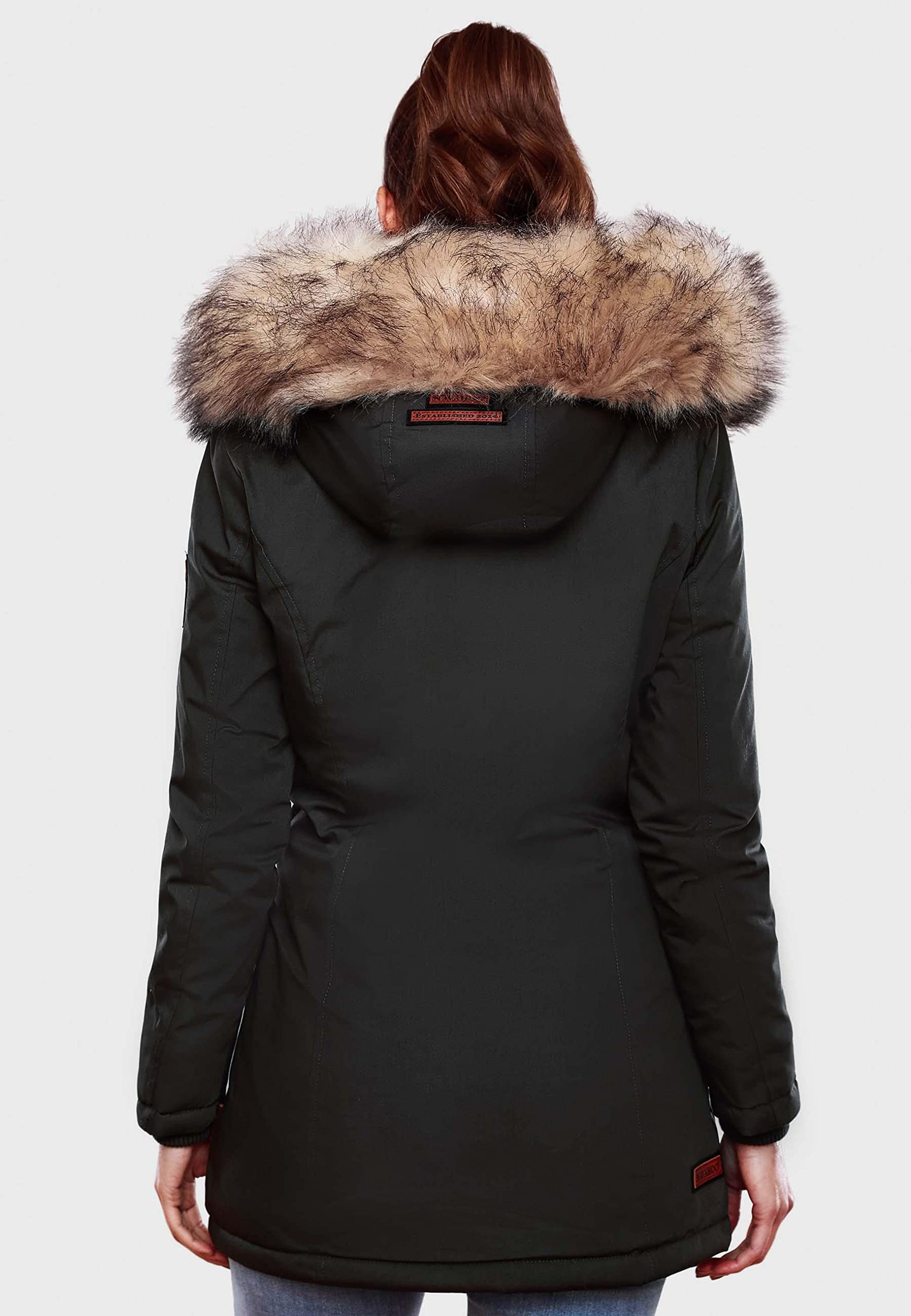 Navahoo Abrigo corto de invierno para mujer con capucha Cristal XS-XXL