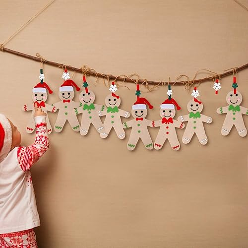 Miniatura 6 de Skylety 260 piezas de fieltro DIY hombre de jengibre adornos de fieltro de Navidad hombre de jengibre formas combinación para decoraciones de fiesta