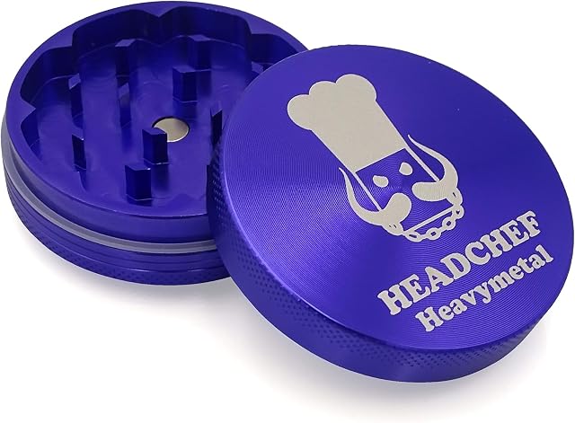 Headchef Heavymetal 55mm, 2 Piece Grinder, Metal Herb Grinder with Magnetic Lid (Deep Purple)