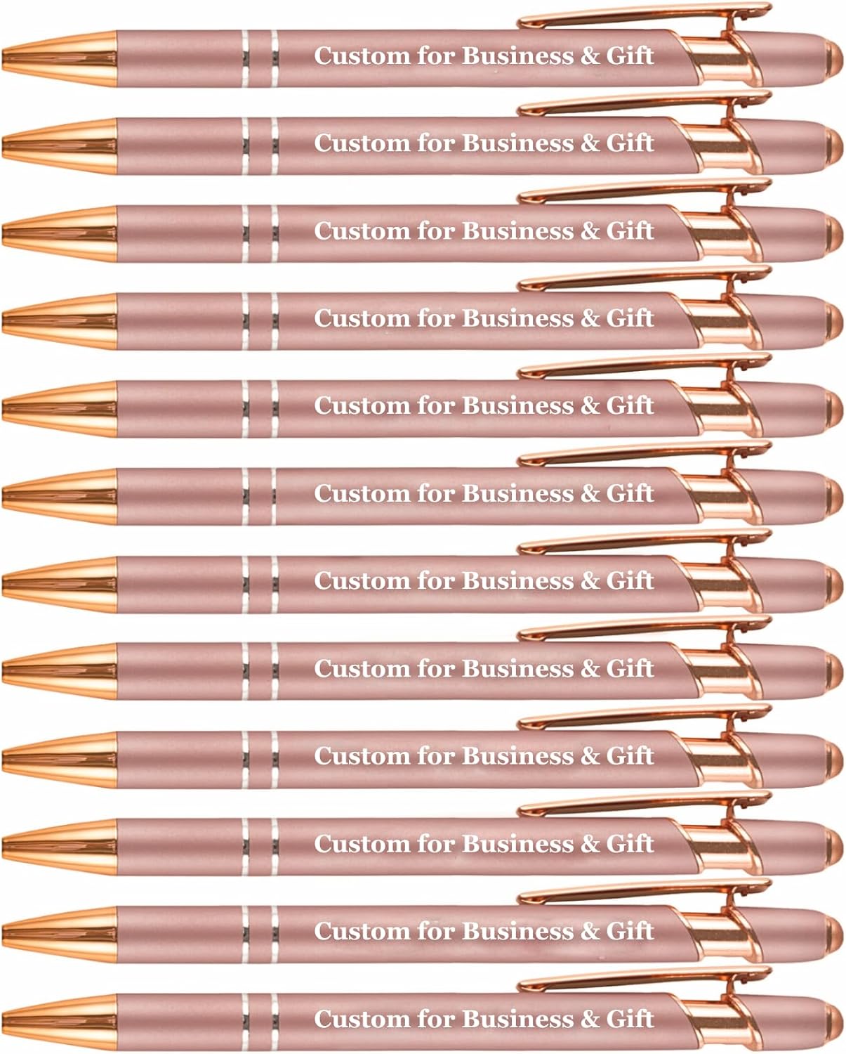 Up to 480 Pcs Personalized Pens in Bulk, Custom Metallic Printed Name with Black Ink, Customized Pens Bulk with Stylus-Great Gift Ideas(Rose Gold Barrel)