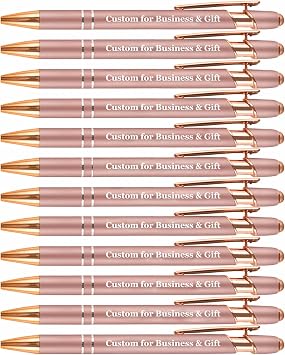 Bulk Personalized Pens - Custom Engraved Metal Stylus Pens with Name/Logo, Custom Pens for Business, Wedding & Party Black Ink
