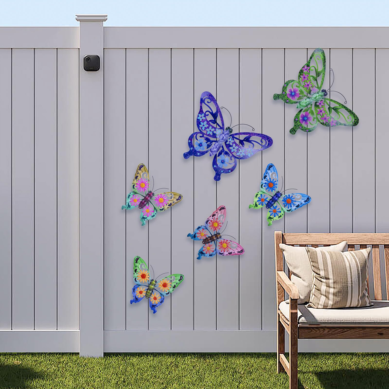 Snapklik.com : 6Pcs Metal Butterfly Wall Decor, 14Inch/9Inch Outdoor
