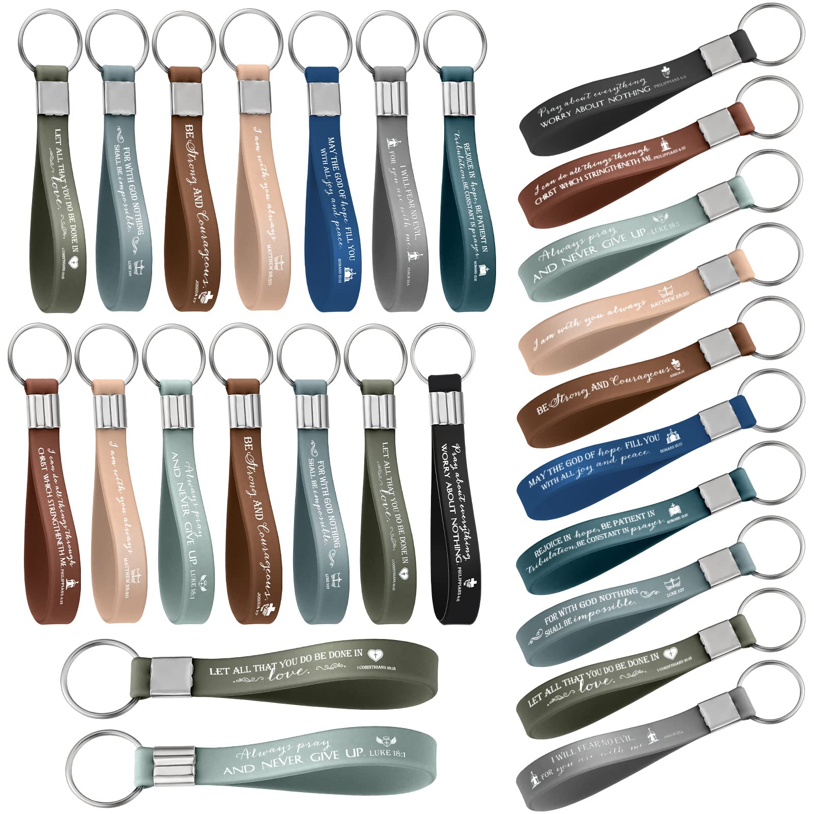 Hinly 100 Pcs Christian Bible Verse Keychain Bulk Religious Inspirational Keyrings Valentines Day Gift for Women Church