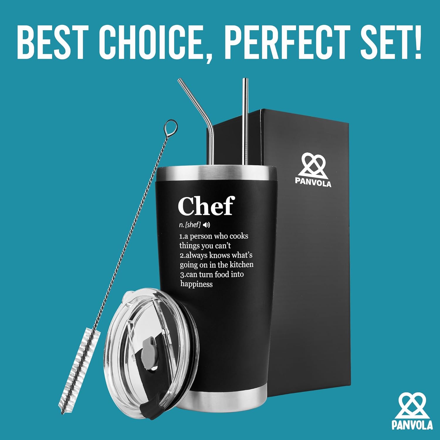 Chef Definition Chef Gifts Vacuum Insulated Tumbler Cook Sous Chef Pasty Baker Baking Baking Gifts Culinary Student Teacher Head Chef Travel Mug with Lid Straw 20 oz Black - Image 8