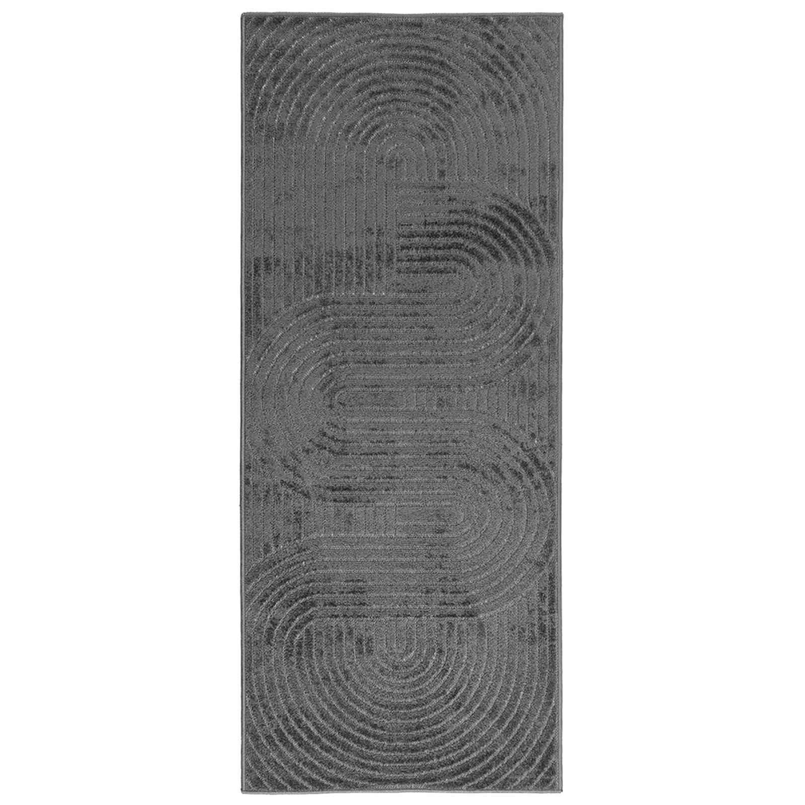 Tapis de couloir 200x80 cm polyester anthracite antidérapant Palmeras