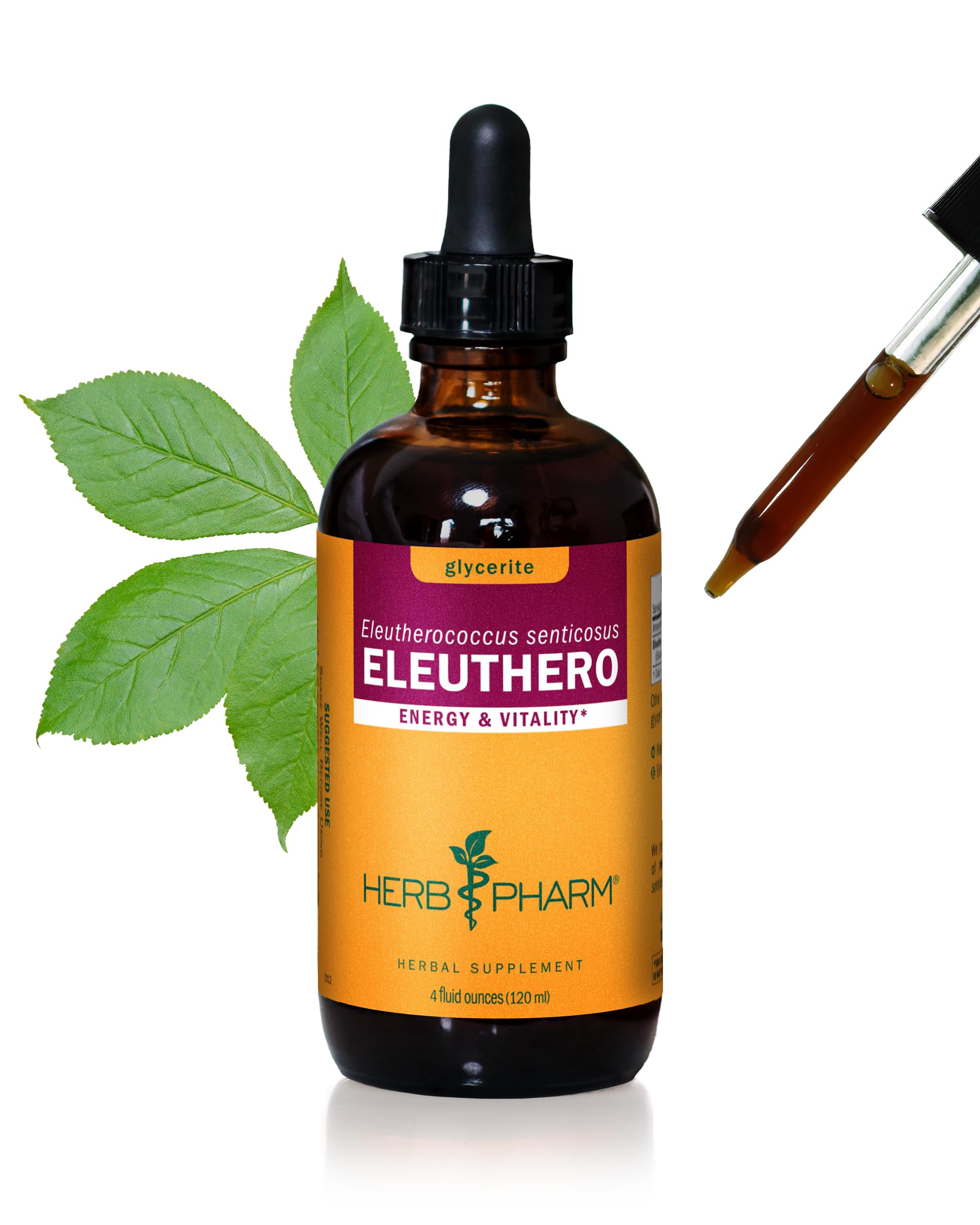 Herb Pharm Eleuthero Root Liquid Glycerite for Energy and Stamina, 4 Ounce