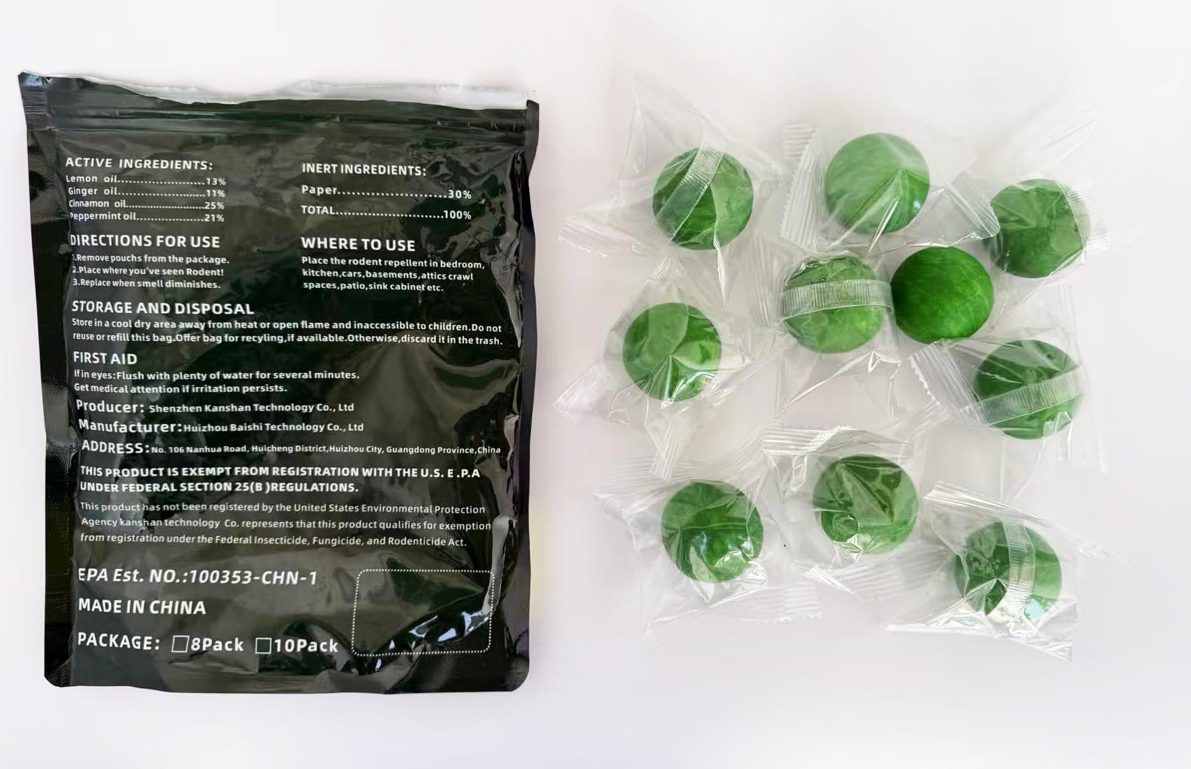 10-Pack 𝐌𝐨𝐮𝐬𝐞 𝐑𝐨𝐝𝐞𝐧𝐭 𝐑𝐞𝐩𝐞𝐥𝐥𝐞𝐧𝐭 Peppermint Oil Balls for Indoor and Outdoor, Against 𝐌𝐢𝐜𝐞, 𝐂𝐨𝐜𝐤𝐫𝐨𝐚𝐜𝐡𝐞𝐬 — view 3