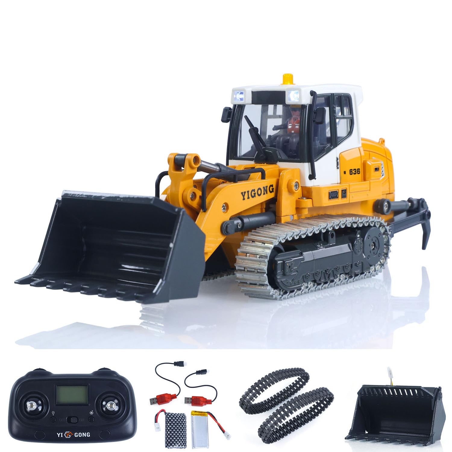 Carica a catena elettrica RC 1:50, LR636, 2,4 G, macchina da costruzione, pala in metallo, catena dentata RTR modello luce suono batteria