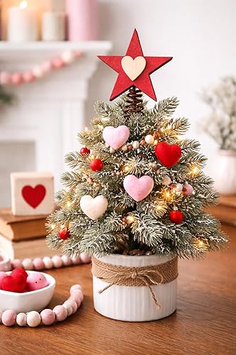 Miniatura 6 de Estrella roja en miniatura para árbol de Navidad pequeño, centro de corazón de madera
