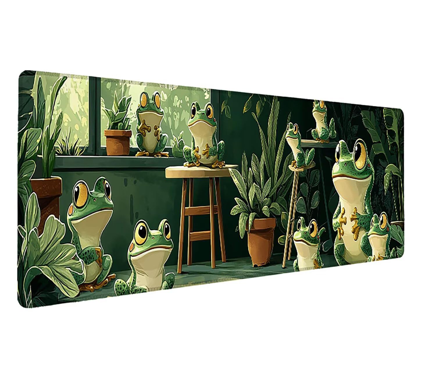 Podkładka pod mysz do gier XXL ze zwierzętami zielona, podkładka pod mysz XXL - 1400 x 600 x 3 mm, podkładka pod mysz matowa, bardzo duża tkanina na biurko dla graczy, antypoślizgowa podstawa, dla