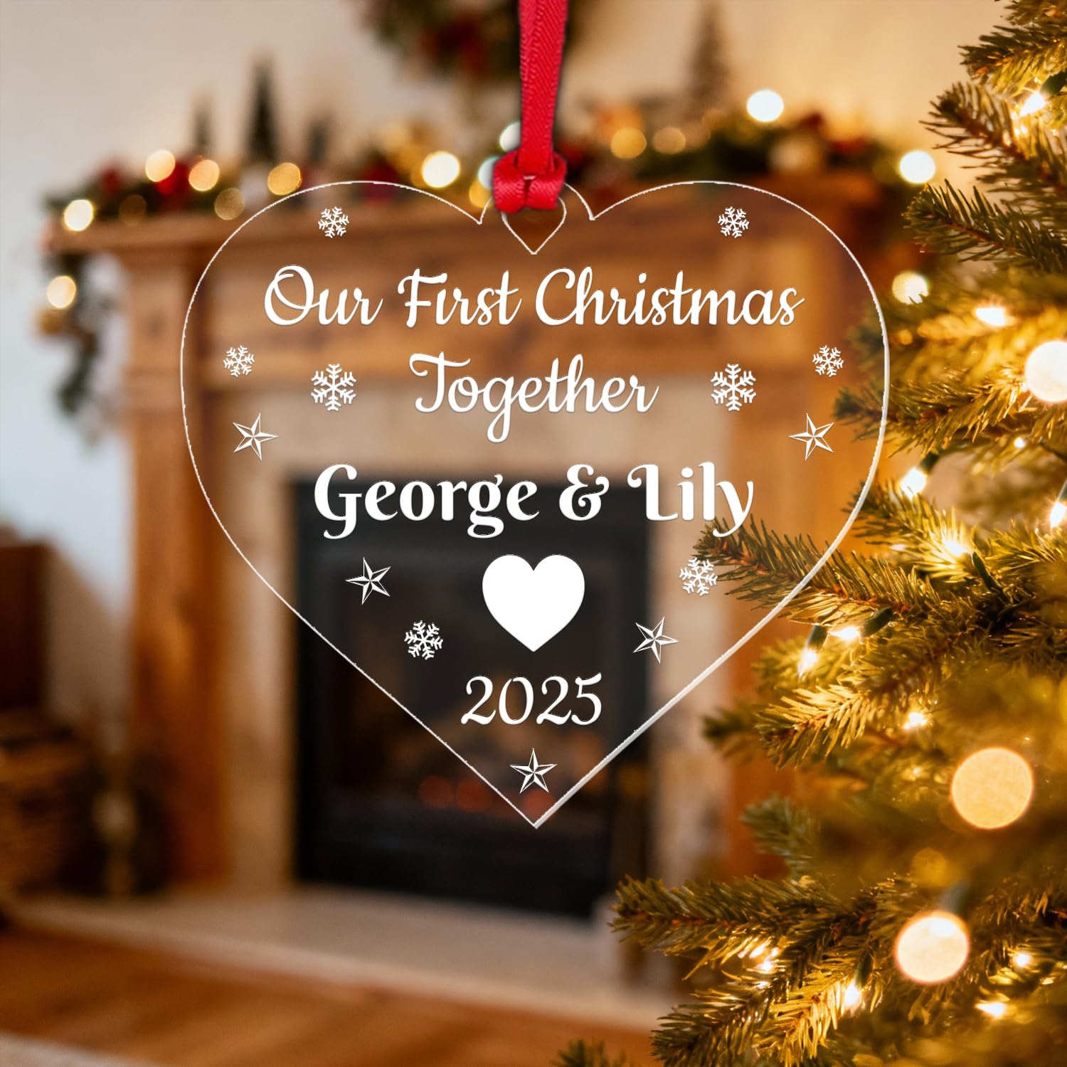 Personalised First Christmas Together Bauble 1st Xmas Engaged Decoration Gift