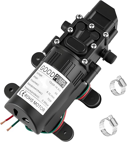 Bomba de diafragma de presión de agua de 12 V CC, bomba pulverizadora autocebante de 6 Lmin 0.9 MPA 80 PSI, bomba de transferencia de agua adecuada