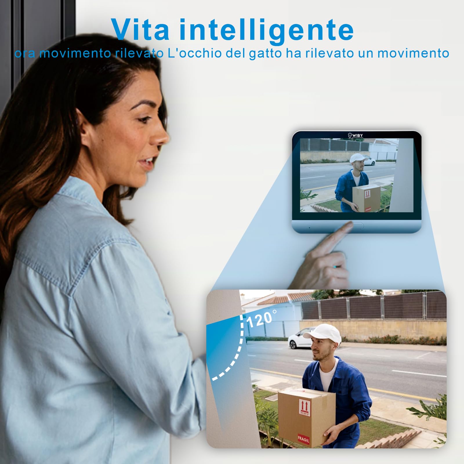 Spioncino Digitale 4.3" con Campanello 1080P Wi-Fi 2,4GHz, Rilevamento PIR, Audio Bidirezionale, Visione Notturna, Compatibile con Alexa e Google Home, microSD fino a 128 GB, Batteria 5000mAh