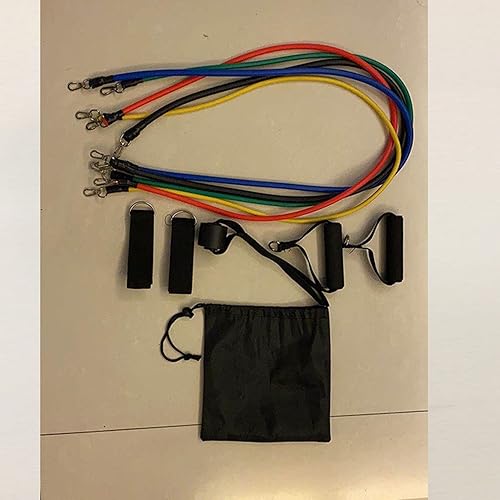 Miniatura 5 de Septpenta Juego de 16 bandas de tubo de ejercicio, juego de bandas de resistencia, 5 colores TPE banda de resistencia apilable, bandas de ejercicio