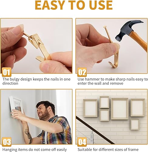 Miniatura 3 de Kit de 230 piezas para colgar cuadros, ganchos resistentes para paneles de yeso, 5 tamaños, 100-10 libras, ganchos para colgar accesorios, espejo,