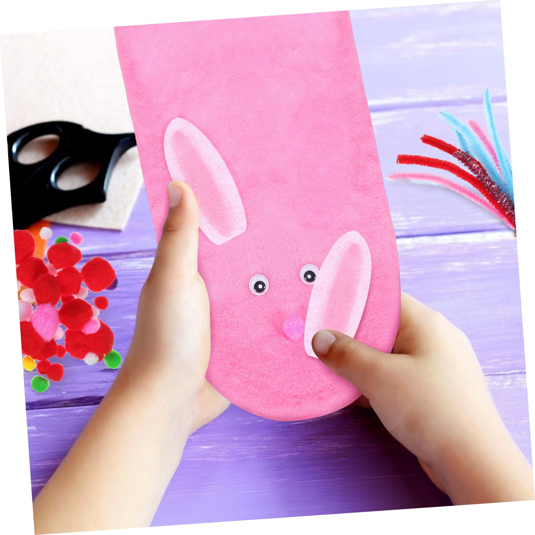Kit Burattini di Feltro Fai da Te per Ragazzo Ragazza, Materiale Morbido 24,5x14 Cm, Accessori per Creazione Marionette Animali, Giocattoli Artigianali per attività Creative