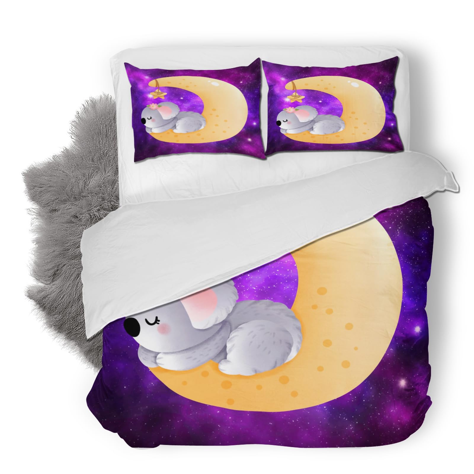 Ropa de Cama 240x260 cm Bebe Koala Niño Chico Adolescente 3 Piezas Funda de Edredón Microfibra Fundas Nordicas y Funda de Almohada