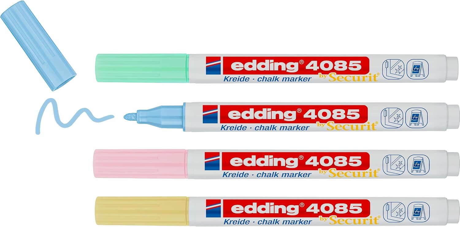 edding 4085 Chalk Marker Set, 4-Marker Pastel Colors Set