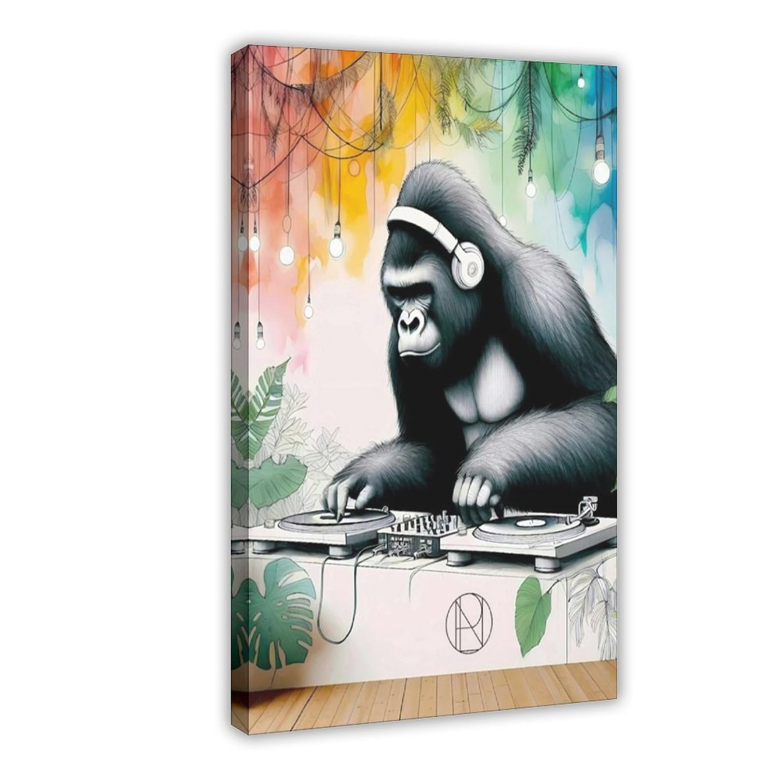 Bareronor Groovin' Gorilla Poster Canvas Poster Bedroom Decor Landscape Office Room Decor Gift 24" L X 36" W