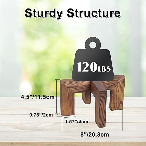 Miniatura 3 de Soporte para plantas, soporte de madera para interiores y exteriores, soporte para maceta individual, soportes resistentes para macetas (nogal, se