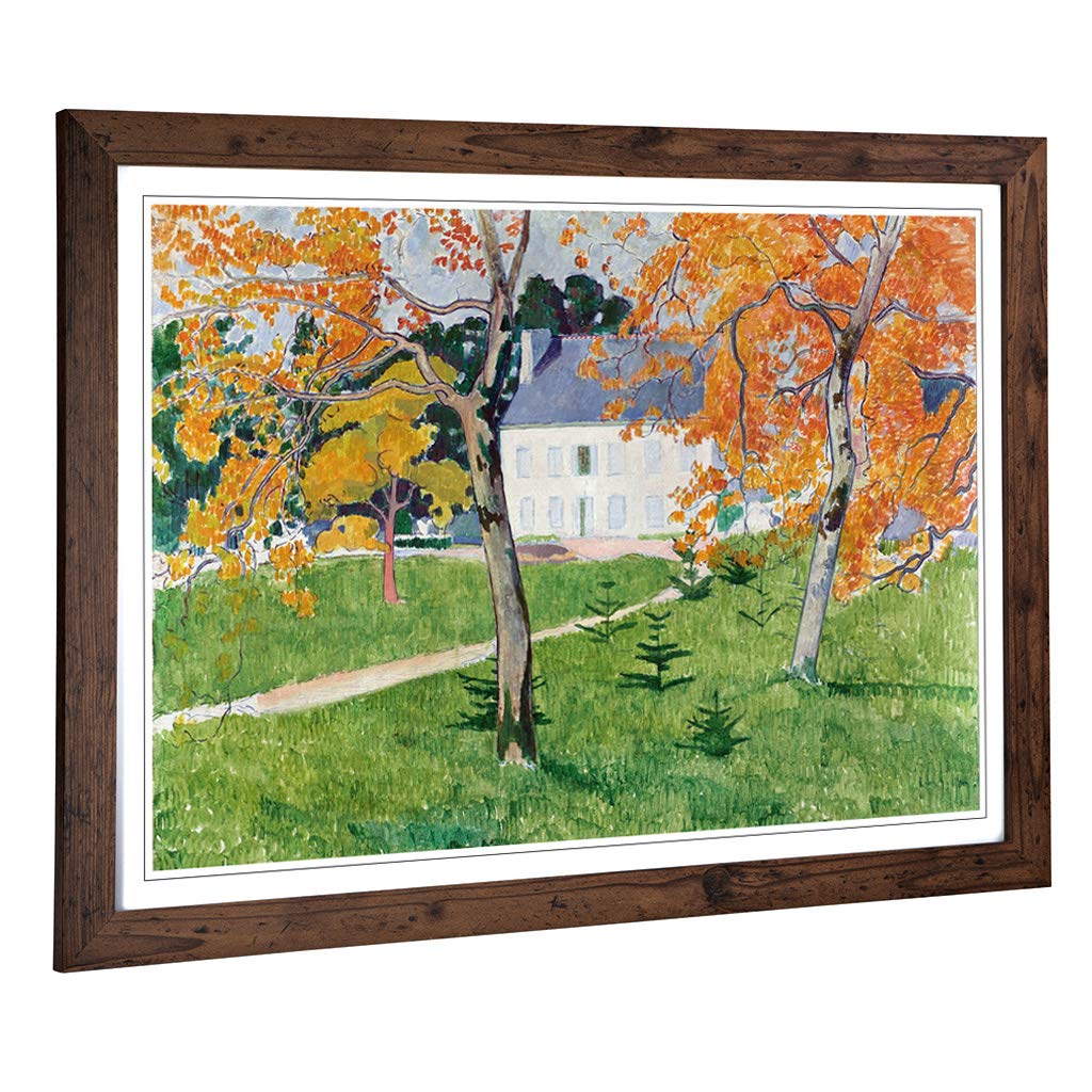 Big Box Art Framed Print of Emile Bernard House Among The Trees Design | Wall Art Picture | Home Decor for Kitchen, Living Room, Bedroom, Hallway, Walnut, A2 / 24.5x18 Inch / 62x45cm
