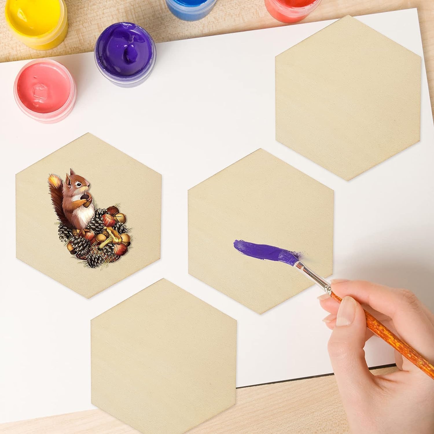 Changrobe Hexagon MDF Pine Wood 2 inch -2.5 mm thick Wood Hexagons for Crafts, Unfinished Wooden Hexagon Cutouts, Hexagon Wood Slices Board for Resin Art, Mandala Art, Pyrography, Painting (Set of 50) 2