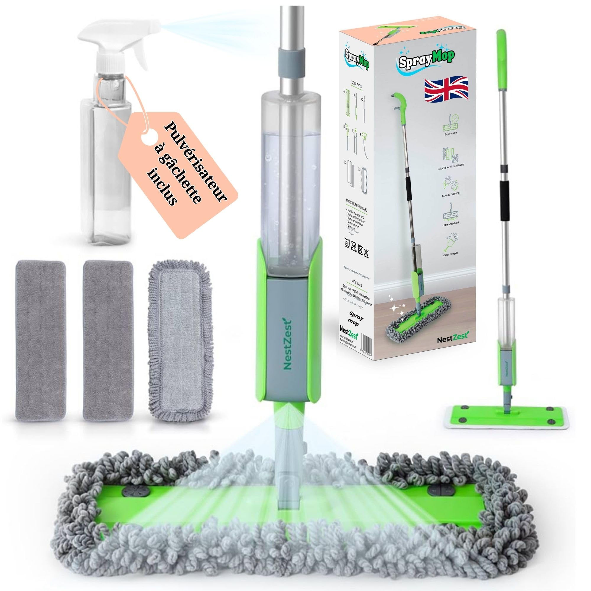 Balai vaporisateur pour nettoyer les sols stratifiés pvc et surfaces modernes