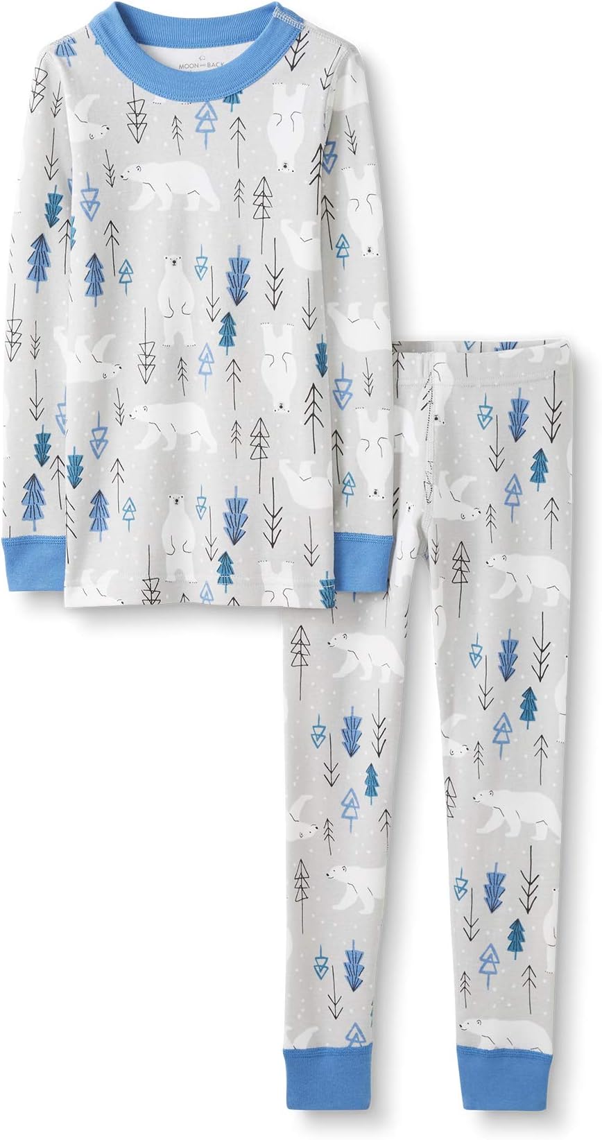 Moon and Back by Hanna AnderssonUnisex Kids' Organic Holiday Family Matching 2 Piece Pajama Set, Pack of 2, Polar Bear, 3