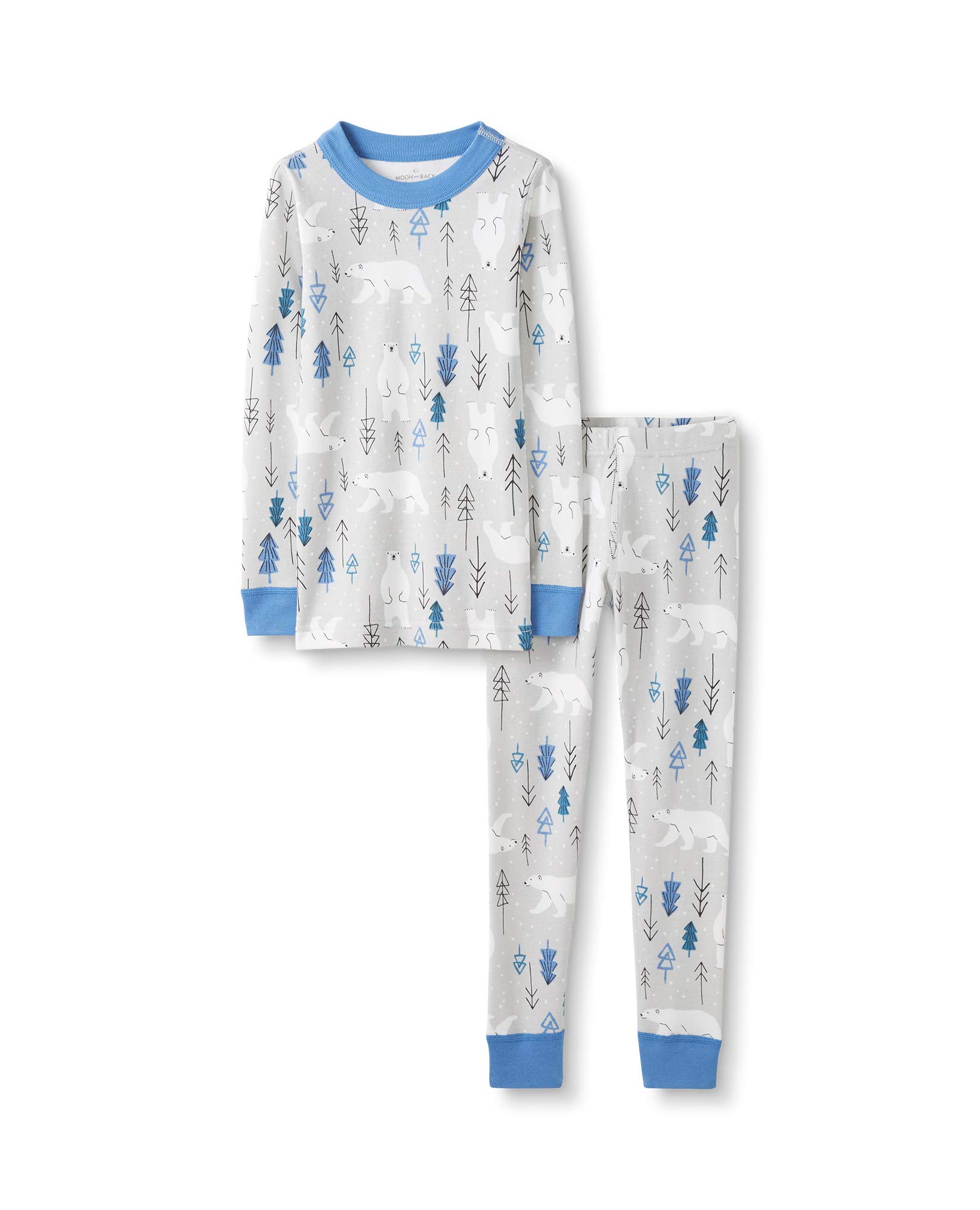 Moon and Back by Hanna AnderssonUnisex Kids' Organic Holiday Family Matching 2 Piece Pajama Set, Pack of 2, Polar Bear, 3