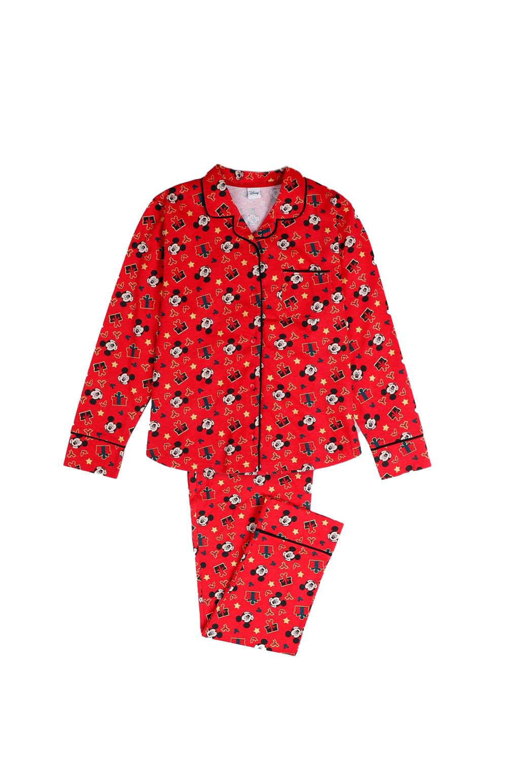 Disney Schlafanzug mit langen Ärmeln, Mickey Christmas für Jungen, rot, X-Large