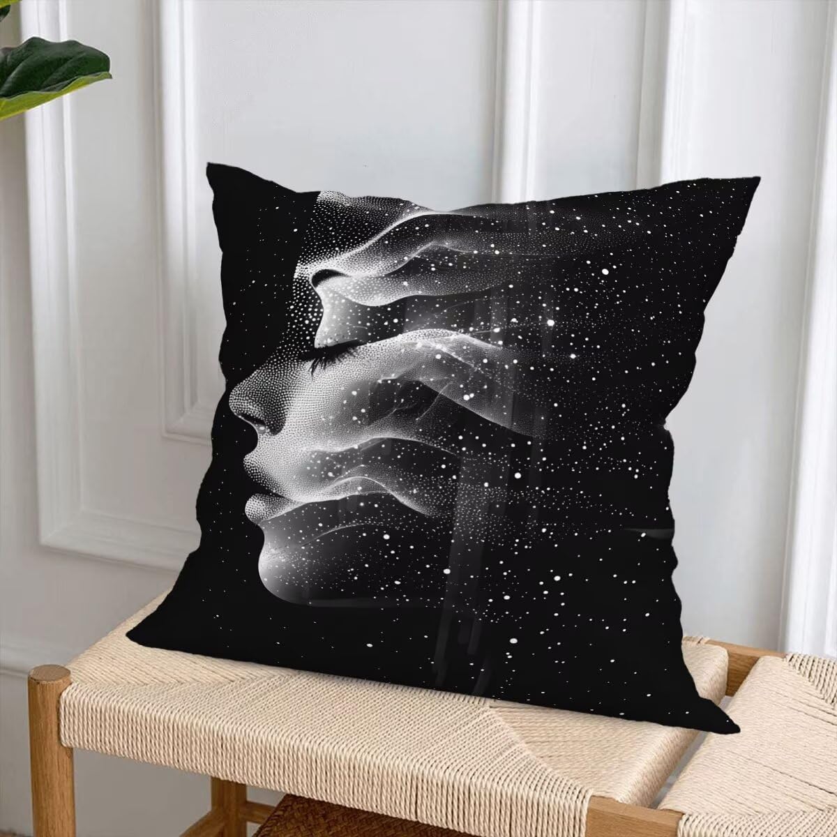 Zestaw 4 poszewek na poduszki na zewnątrz, 80 x 80 cm, czarno-białe poszewki na poduszki na zewnątrz, wodoodporne, abstrakcyjne, dekoracyjne, na patio, ławkę, ogród, G-43