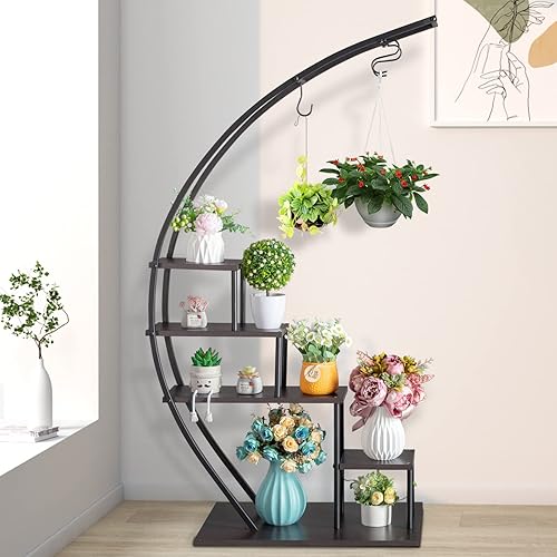 Miniatura 8 de Karl home Soporte de 6 niveles para plantas de interior creativo soporte de escalera en forma de media luna para plantas de interior múltiples