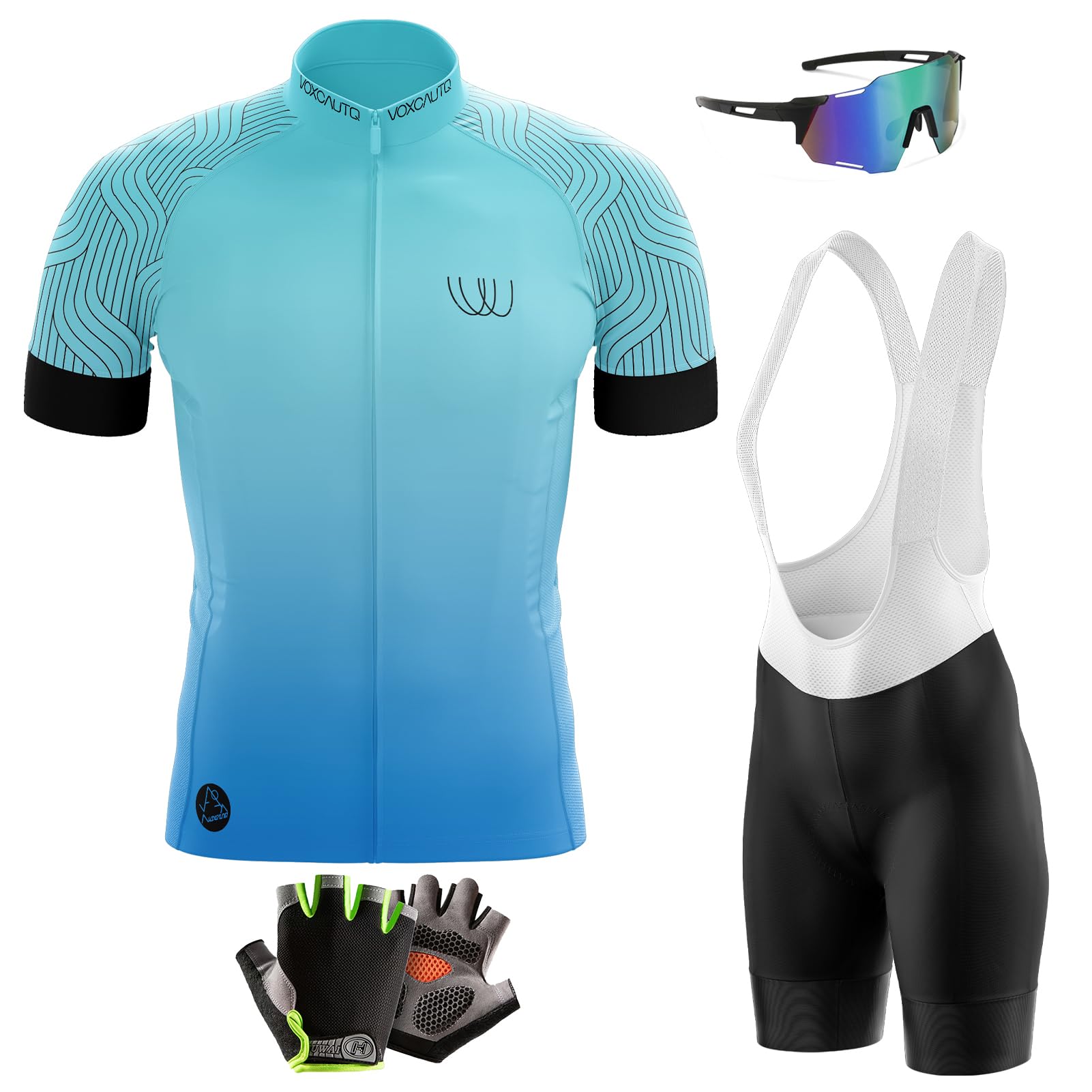 Kit De Ciclismo Para Hombre: Jersey Manga Corta Y Culotte Con Tirantes, Acolchado, Multicolor, Hecho A Mano