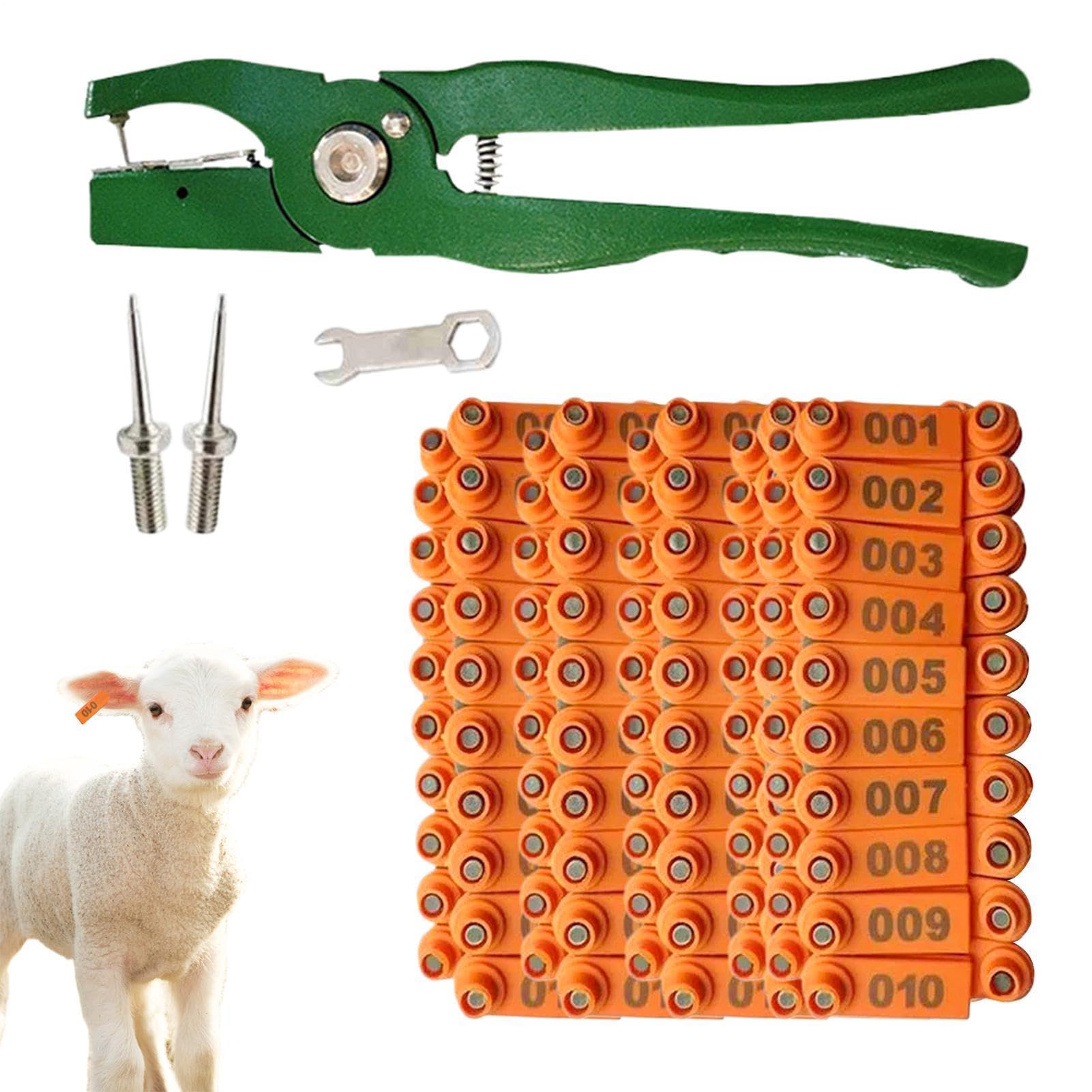 Set di etichette per bestiame – Pesante marcatura animale agricolo, cento pezzi riutilizzabili applicatore, identificazione animali fattoria | Resistente facilmente leggibile Etichette Organizzano