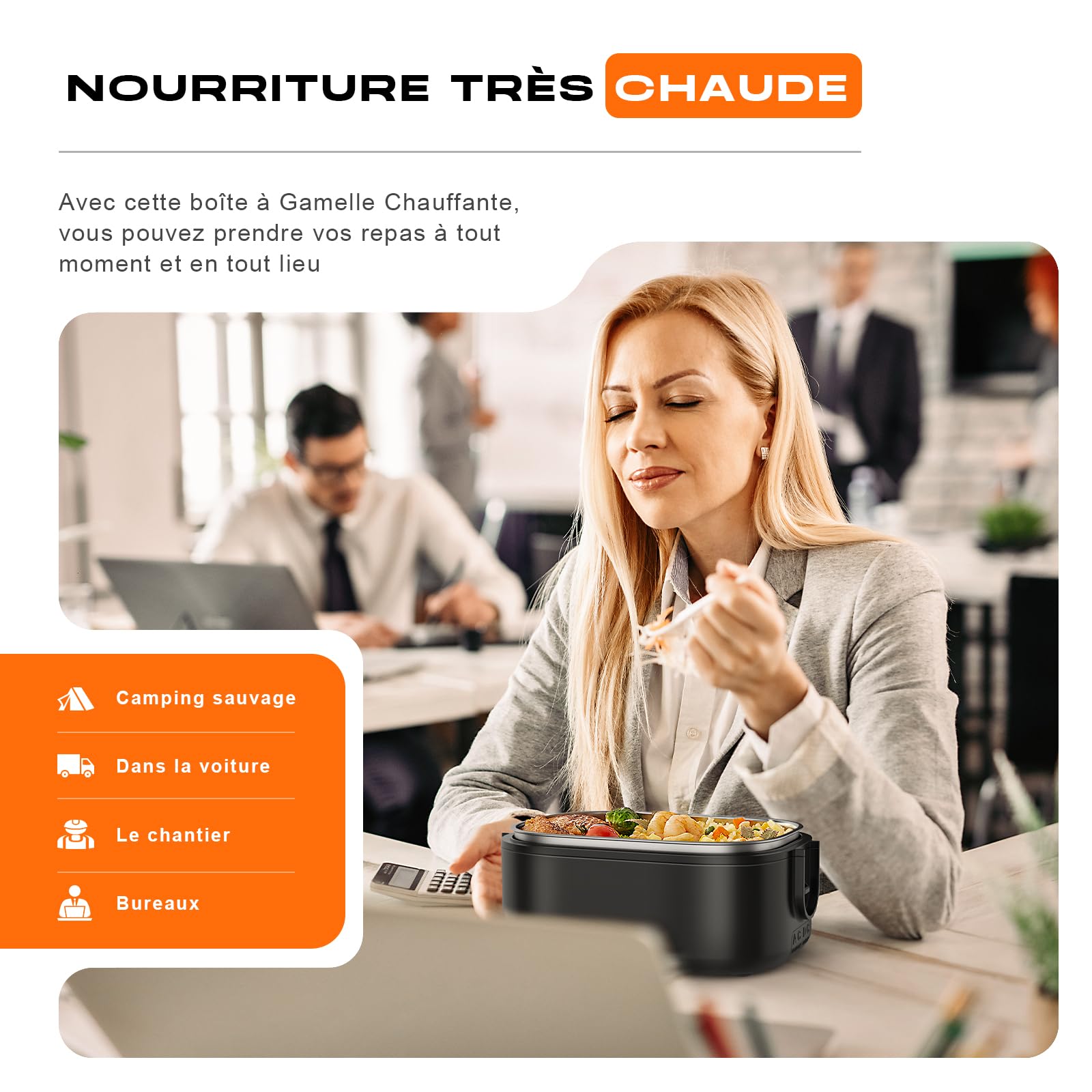 Boite A Lunch Chauffante Love Begans Gamelle Chauffante 100 W Electrique, 1,5 L Gamelle Chauffante Allume Cigare, 12 V/24 V/220 V Gamelle Isotherme Pour Boite Repas Chaud Pour Voiture Camion Bureau Noir