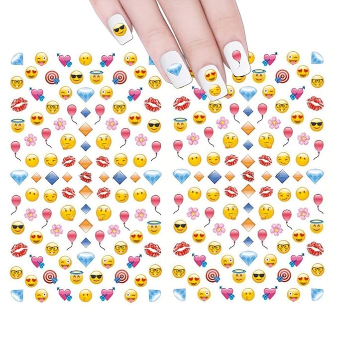 ALLYDREW 200+ Emoji Nail Stickers Nail Art Emoji Nail