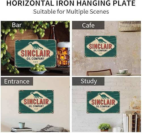 Miniatura 8 de Sinclair Dinosaur Oil Company - Cartel de hojalata vintage retro Sinclair Oil Company de dinosaurio, adecuado para habitación, baño, cueva, bar,