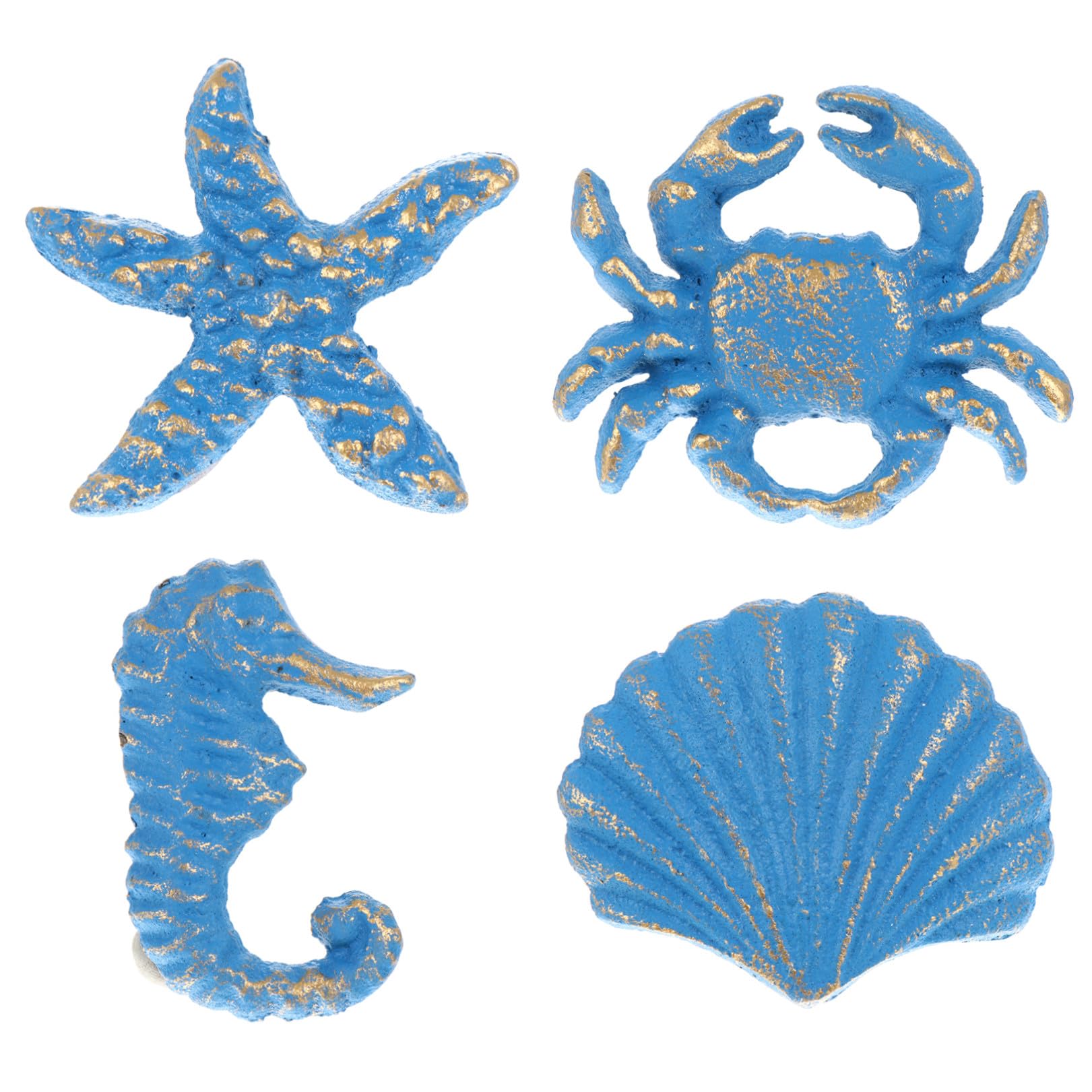Maniglie per Mobili Stile Marino Retrò, 4 Pezzi in Ferro Blu, Facile da Installare, per Armadi e Credenze, Decorazione la Casa