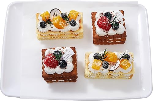 Miniatura 4 de N9R 10 bandejas de plástico blanco para servir, platos rectangulares de 11 x 8 pulgadas con 10 piezas de papel de carnicero, decoración de bandejas,