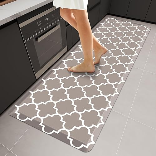 Miniatura 91 de WISELIFE Alfombra de Cocina Acolchada Antifatiga, 17.3" x 60", Alfombras de Cocina Antideslizantes Impermeables de PVC Resistente, Alfombra Rojo